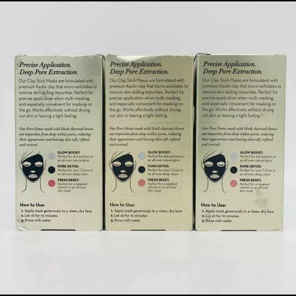 3 Face Mask by Olay Mask Clay Stick Pore Detox black charcoal new in boxes - Picture 3 of 3